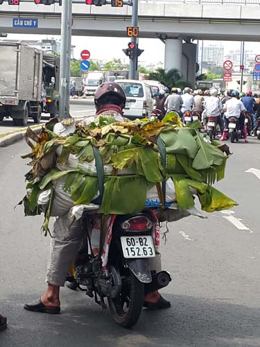 Những bao tải chứa heo thối ngụy trang trong l&aacute; chuối