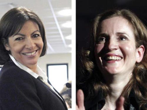 B&agrave; Anne Hidalgo (tr&aacute;i) v&agrave; b&agrave; Nathalie Kosciusko-Morizet Ảnh: AP