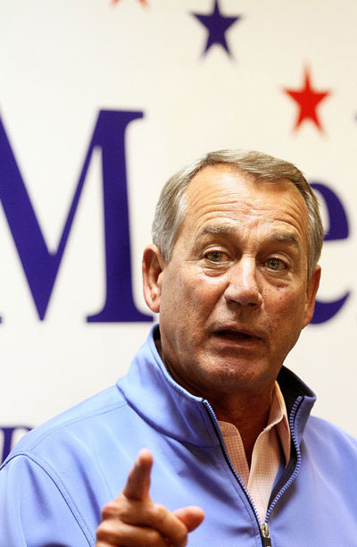 Chủ tịch Hạ viện John Boehner phát biểu tại TP Davenport hôm 27-10 Ảnh: QUAD-CITY TIMES