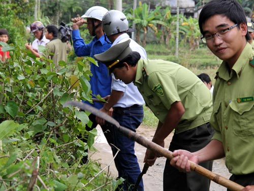 Ch&iacute;nh quyền v&agrave; người d&acirc;n tham gia ph&aacute;t quang bụi rậm, t&igrave;m diệt rắn lục đu&ocirc;i đỏ