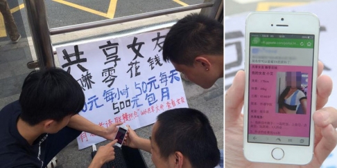 Đưa ảnh v&agrave; th&ocirc;ng tin bạn g&aacute;i l&ecirc;n mạng ch&agrave;o h&agrave;ng. Ảnh: Weibo