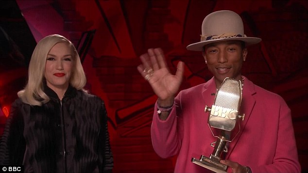 Pharrell Williams kh&ocirc;ng c&oacute; mặt ở Anh, ca sĩ n&agrave;y nhận giải từ Los Angeles, b&agrave;y tỏ sự ngạc nhi&ecirc;n, vui sướng.