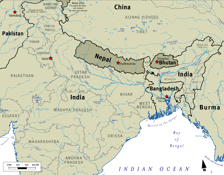 Nepal v&agrave; Bhutan đều từng bị Trung Quốc xem l&agrave; thuộc về T&acirc;y Tạng