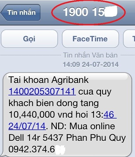 Tin nhắn giả dạng ng&acirc;n h&agrave;ng b&aacute;o tiền về bằng tổng đ&agrave;i nhắn tin 190015xx