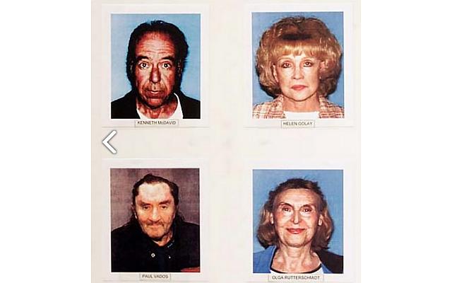 B&agrave; Helen Golay (tr&ecirc;n c&ugrave;ng b&ecirc;n phải) v&agrave; b&agrave; Olga Rutterschmidt (dưới c&ugrave;ng b&ecirc;n phải) c&ugrave;ng 2 nạn nh&acirc;n. Ảnh: LOS ANGELES POLICE DEPARTMENT