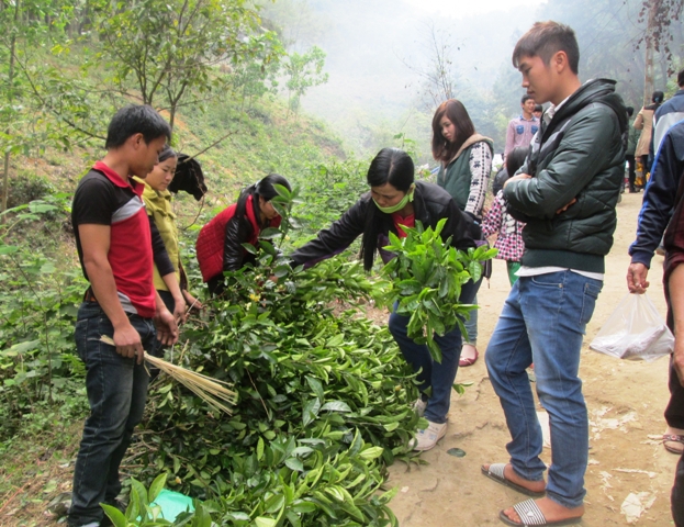 Du kh&aacute;ch đến đ&acirc;y cầu b&igrave;nh an, thưởng ngoạn cảnh đẹp v&agrave; mua c&aacute;c sản vật của n&uacute;i rừng như ch&egrave; xanh, sắn d&acirc;y, rau m&aacute;, l&aacute; đắng... về l&agrave;m qu&agrave;.
