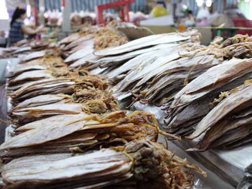 Mực kh&ocirc; được lấy từ c&aacute;c tỉnh Ph&uacute; Y&ecirc;n, Kh&aacute;nh H&ograve;a, B&igrave;nh Thuận nhưng c&oacute; gi&aacute; chỉ từ 40.000-150.000 đồng/con.