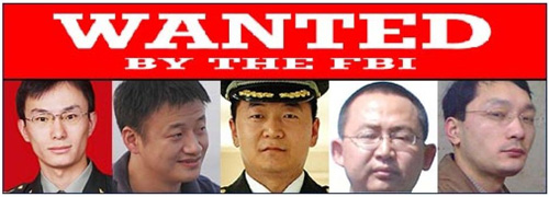 Từ trái sang: Gu Chunhui, Hwang Zhenyu, Sun Kailiang, Wang Dong và Wen Xinyu. Ảnh: FBI