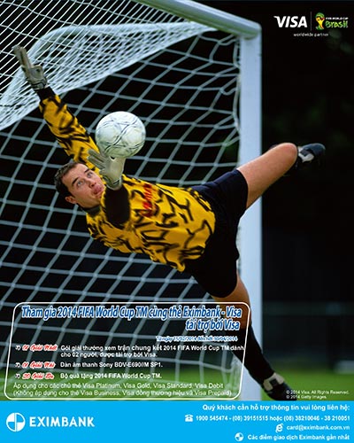 C&aacute;c chủ thẻ quốc tế Eximbank - Visa sẽ c&oacute; cơ hội đến Brazil xem trận chung kết FIFA World Cup 2014