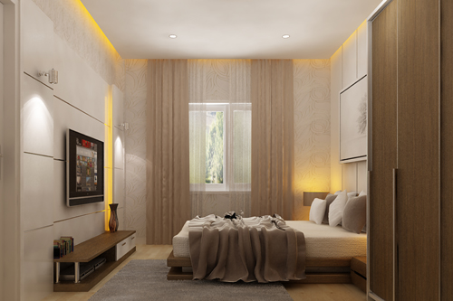 Phòng ngủ giành cho người lớn tuổi tại tầng trệt để tiện đi lại.
