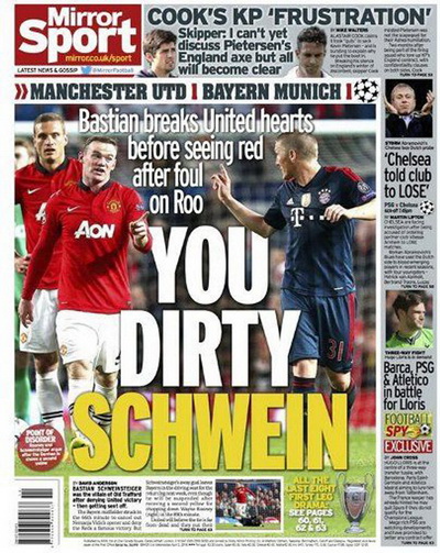 Daily Mirror cũng c&oacute; c&acirc;u chữ tương tự khiến Bayern nối n&oacute;ng