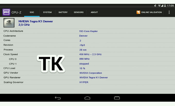Th&ocirc;ng tin ch&iacute;p xử l&yacute; 64-bit Tegra K1 Denver xuất hiện tr&ecirc;n CPU-Z c&oacute; tốc độ l&ecirc;n đến 2,5 GHz