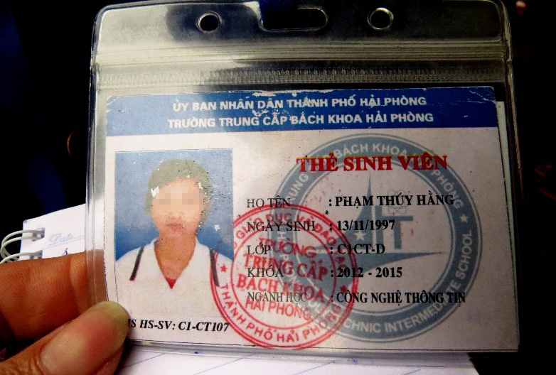 Thẻ học sinh trường Trung cấp b&aacute;ch khoa Hải Ph&ograve;ng của nữ sinh Phạm Th&uacute;y Hằng