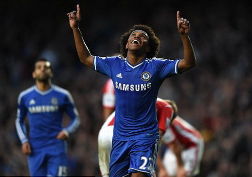 Willian được chọn là cầu thủ chơi hay nhất trận với cú sút thành bàn ở cự ly 18m