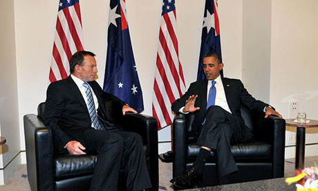 Thủ tướng Úc Tony Abbott (trái) và Tổng thống Barack Obama (phải). Ảnh: AAP