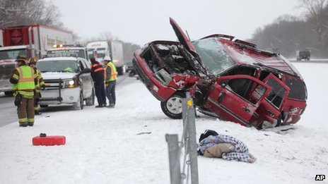 Vụ tại nạn tại Michigan. Ảnh: AP