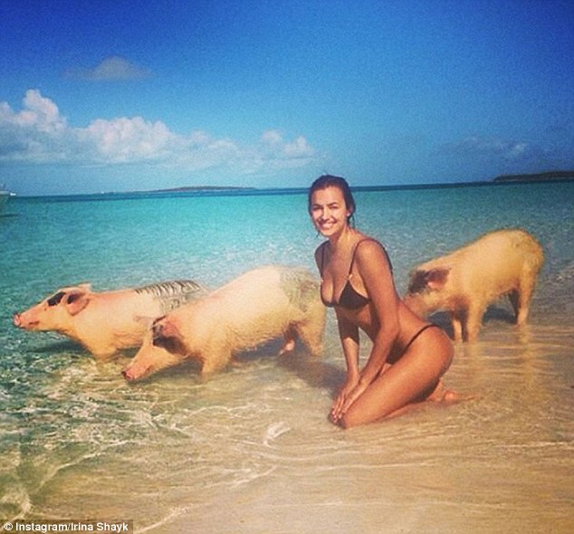 Siêu mẫu Irina Shayk khoe dáng bên heo