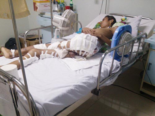 Em V&otilde; Văn Ph&uacute;c đang điều trị tại  Bệnh viện Ung thư Đ&agrave; Nẵng