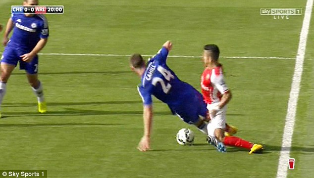 Pha v&agrave;o b&oacute;ng của Cahill với Sanchez khiến &ocirc;ng Wenger n&oacute;ng mặt