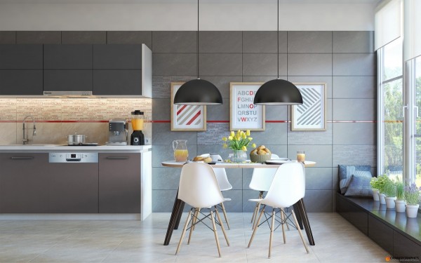 Bốn chiếc ghế nhựa trắng như l&agrave;m s&aacute;ng g&oacute;c bếp, tạo cảm gi&aacute;c nới rộng kh&ocirc;ng gian. Điểm nhấn cho g&oacute;c ph&ograve;ng n&agrave;y ch&iacute;nh l&agrave; những chậu c&acirc;y cảnh nhỏ nhắn, ph&ugrave; hợp với diện t&iacute;ch khi&ecirc;m tốn của căn ph&ograve;ng. Thiết kế: Orange Graphics