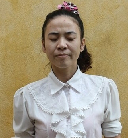 Nguyễn Thị Ho&agrave;i tại cơ quan c&ocirc;ng an