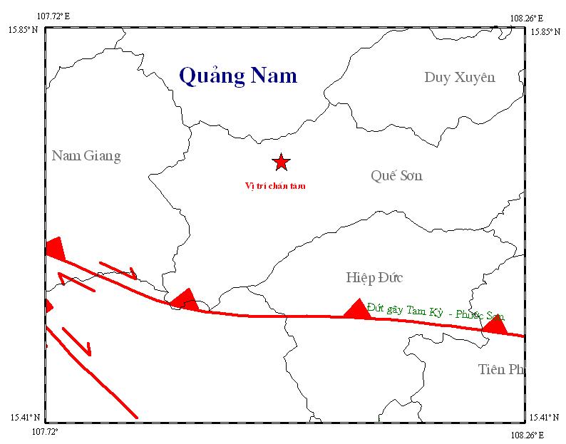 Quảng Nam: 2 trận động đất liên tiếp ở Bắc Trà My và Quế Sơn