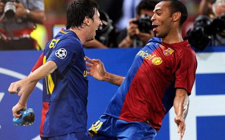 Henry và Messi trong màu áo CLB Barcelona