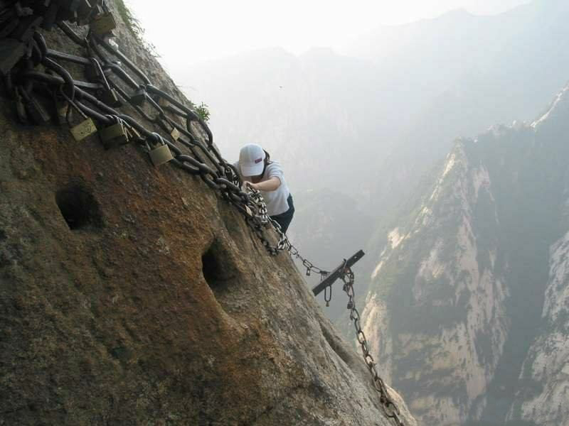 There are parts you must climb as well, with toe holes cut out.