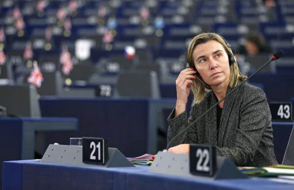 European Union High Representative for Foreign Affairs and Security Policy Federica Mogherini attends a debate on the recognition of Palestine statehood at the European Parliament in Strasbourg, November 26, 2014. REUTERS/Vincent Kessler