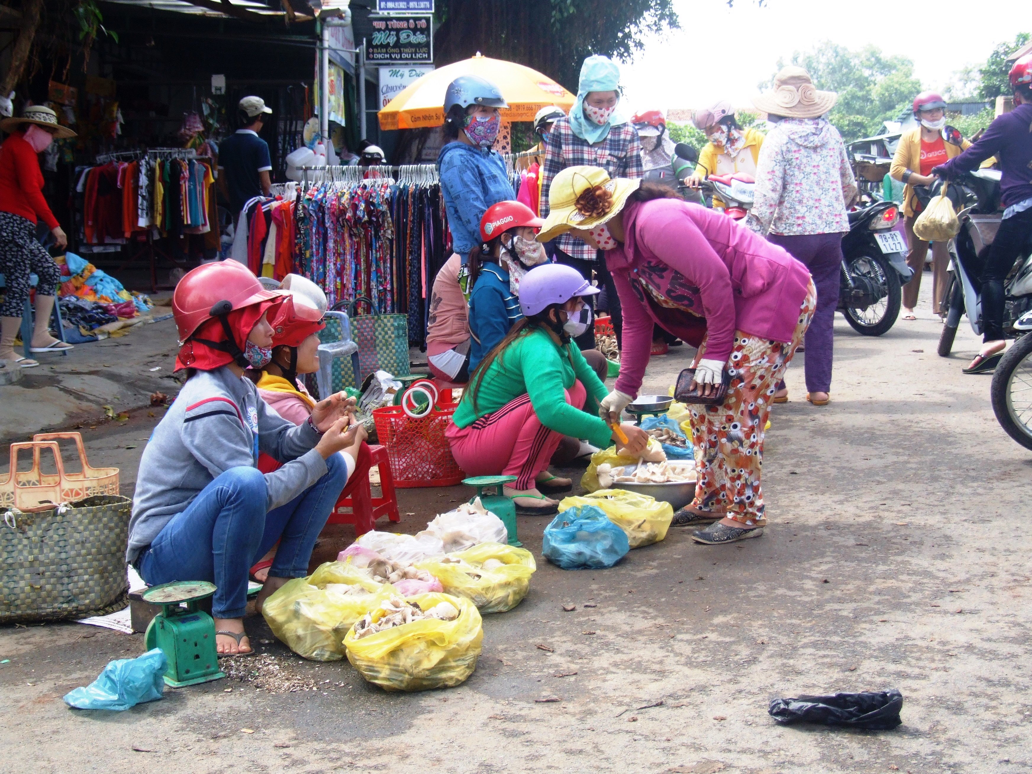 Chợ nấm Hai Ri&ecirc;ng (huyện S&ocirc;ng Hinh) đ&ocirc;ng vui trong ng&agrave;y 4-11