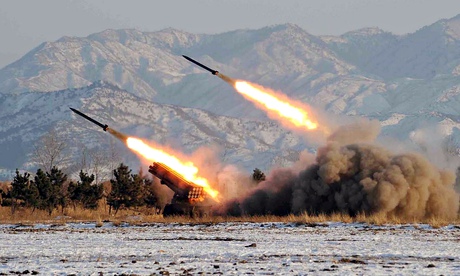 Triều Tiên bắn thử 4 tên lửa hôm 27-2. Ảnh: KCNA