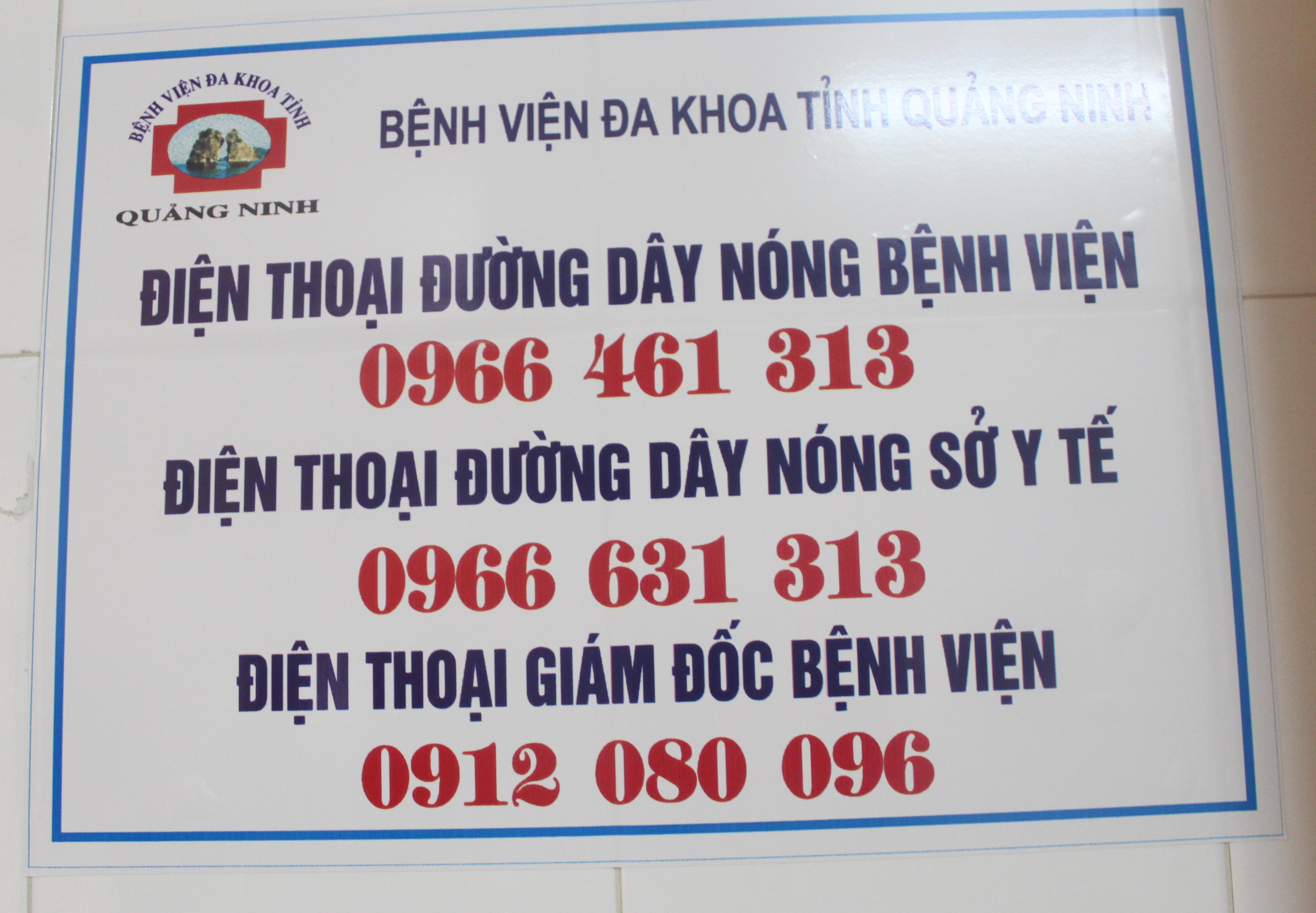 Đường d&acirc;y n&oacute;ng được c&ocirc;ng khai tại c&aacute;c khoa ph&ograve;ng để kịp thời xử l&yacute; những phản &aacute;nh của người bệnh