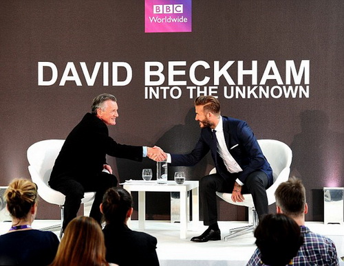 Beckham tại buổi công bố chương trình du thám mạo hiểm vào rừng Amazone
