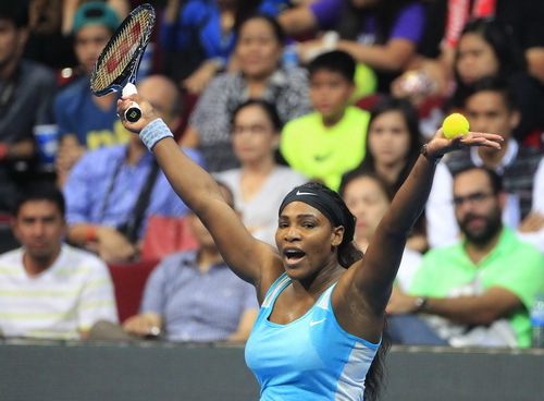 Serena sau khi đ&aacute;nh bại Kirsten Flipkens