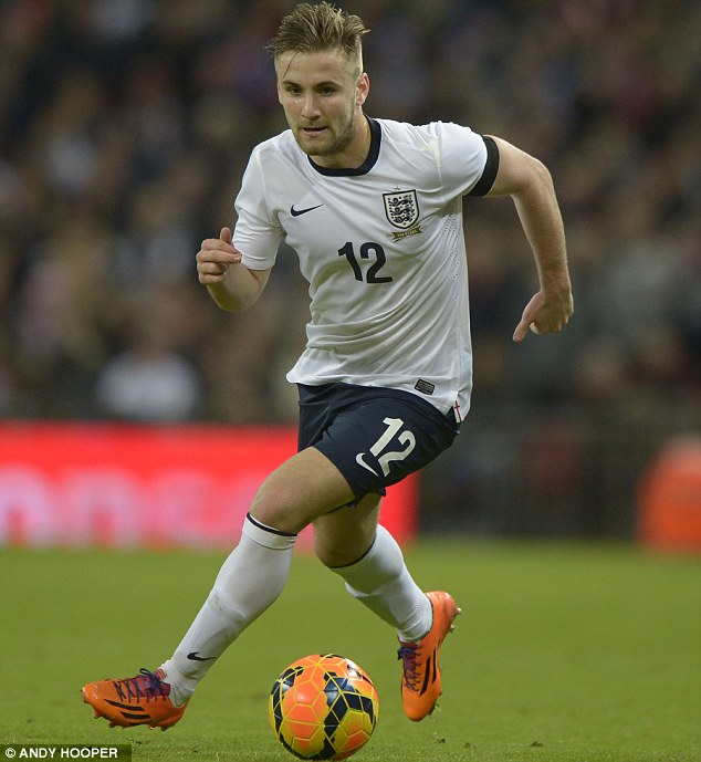 Luke Shaw, người nhiều khả năng sẽ chiếm vị tr&iacute; h&agrave;nh lang c&aacute;nh tr&aacute;i của tuyển Anh do Cole để lại