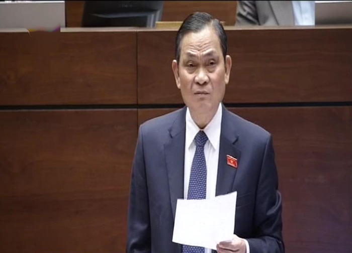 Bộ trưởng Nội vụ Nguyễn Th&aacute;i B&igrave;nh. Ảnh chụp qua m&agrave;n h&igrave;nh