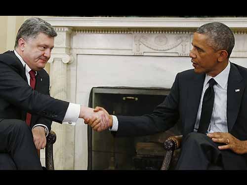 Tổng thống Mỹ Barack Obama tiếp Tổng thống Ukraine Petro Poroshenko tại Nh&agrave; Trắng ng&agrave;y 18-9
Ảnh: REUTERS