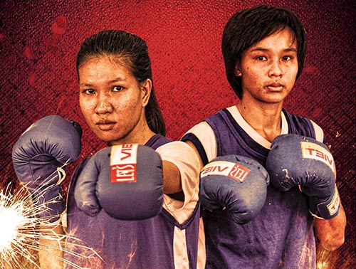 Trận đấu giữa Tuyết Mai (phải) v&agrave; Nguyễn Thị Hằng ở hạng c&acirc;n 54 kg nữ hứa hẹn nhiều hấp dẫn