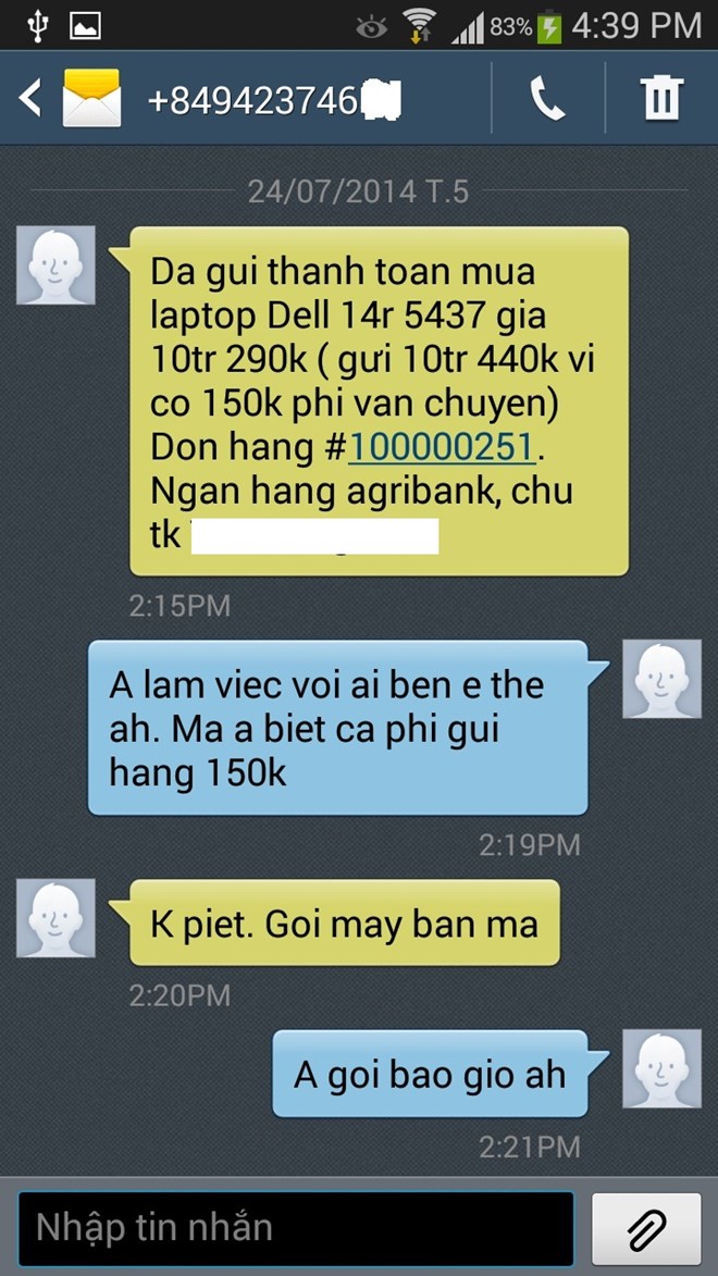 Th&ocirc;ng b&aacute;o đ&atilde; chuyển khoản của đối tượng