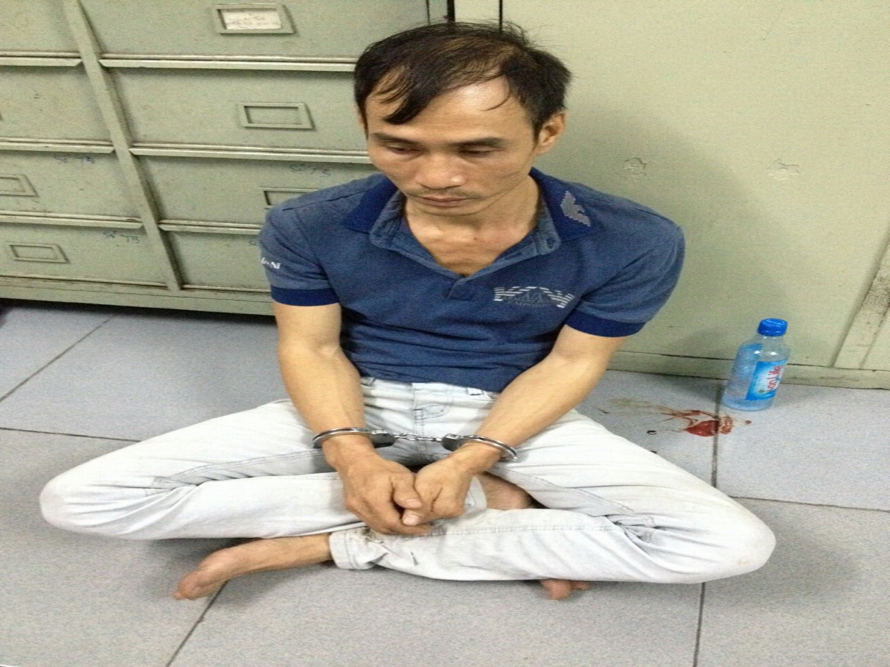 Trần Ngọc Cường tại cơ quan c&ocirc;ng an.