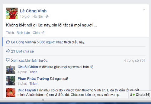 Ảnh chụp từ Facebook Lê Công Vinh