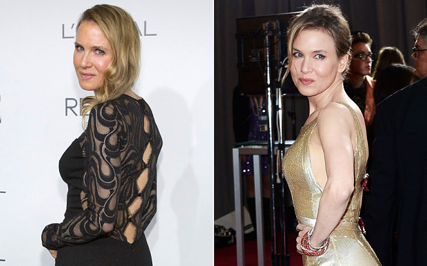 Renee Zellweger hiện tại (trái) và Renee năm 2013