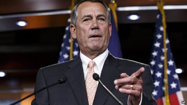 Chủ tịch Hạ viện Mỹ John Boehner k&ecirc;u gọi Tổng thống Barack Obama cung cấp vũ kh&iacute; ph&ograve;ng thủ s&aacute;t thương cho Ukraine. Ảnh: AP