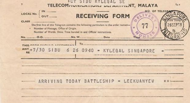 Bức điện t&iacute;n &ocirc;ng Diệu gửi ng&agrave;y 26-9-1958. Ảnh: The New Paper