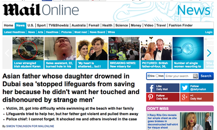 Bản tin đăng trên tờ Daily Mail (Anh). Ảnh: The Guardian