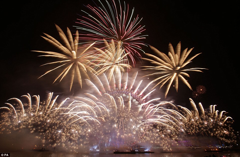 Breathtaking: Minutes after the dazzling display (pictured), Prime Minister David Cameron tweeted: Happy New Year