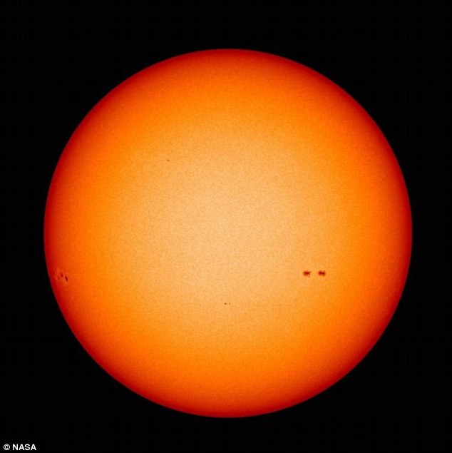 A silent sun: In 2011 this image was captured showing an almost clear sun - which experts say could happen for almost a decade from 2030.