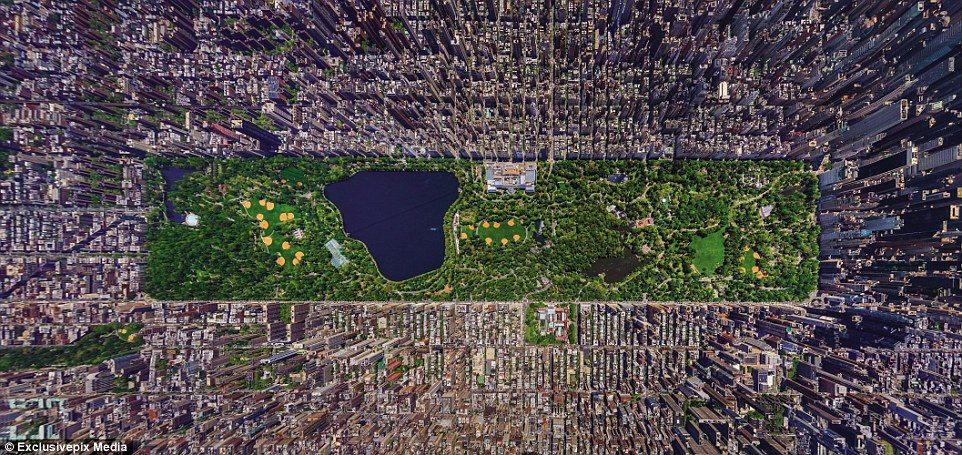 Central Park in Manhattan: The stunning images were taken by a group of Russian photographers by the name of AirPano