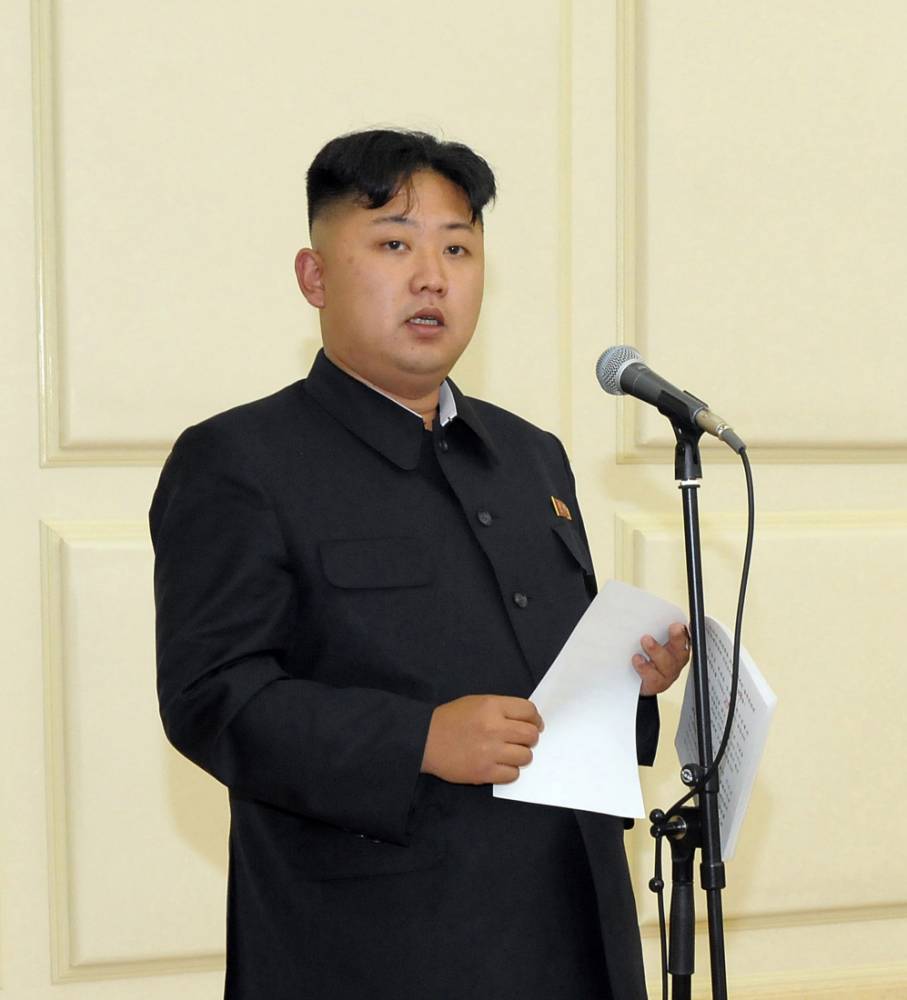 North Korean leader Kim Jong-Un speaks at a banquet to celebrate the 52nd anniversary of the start of the late leader Kim Jong-ils leadership over the Songun (military first) in this picture released by the Norths official KCNA news agency in Pyongyang August 26, 2012. REUTERS/KCNA (NORTH KOREA - Tags: POLITICS PROFILE ANNIVERSARY) THIS IMAGE HAS BEEN SUPPLIED BY A THIRD PARTY. IT IS DISTRIBUTED, EXACTLY AS RECEIVED BY REUTERS, AS A SERVICE TO CLIENTS. NO THIRD PARTY SALES. NOT FOR USE BY REUTERS THIRD PARTY DISTRIBUTORS - RTR374VF