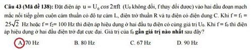 Câu hỏi ở đề 138 môn vật lý gây tranh cãi